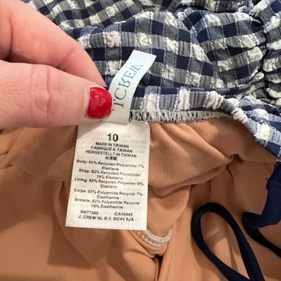 J.Crew Ruched tie-shoulder one-piece swimsuit in classic gingham - Picture 6 of 6